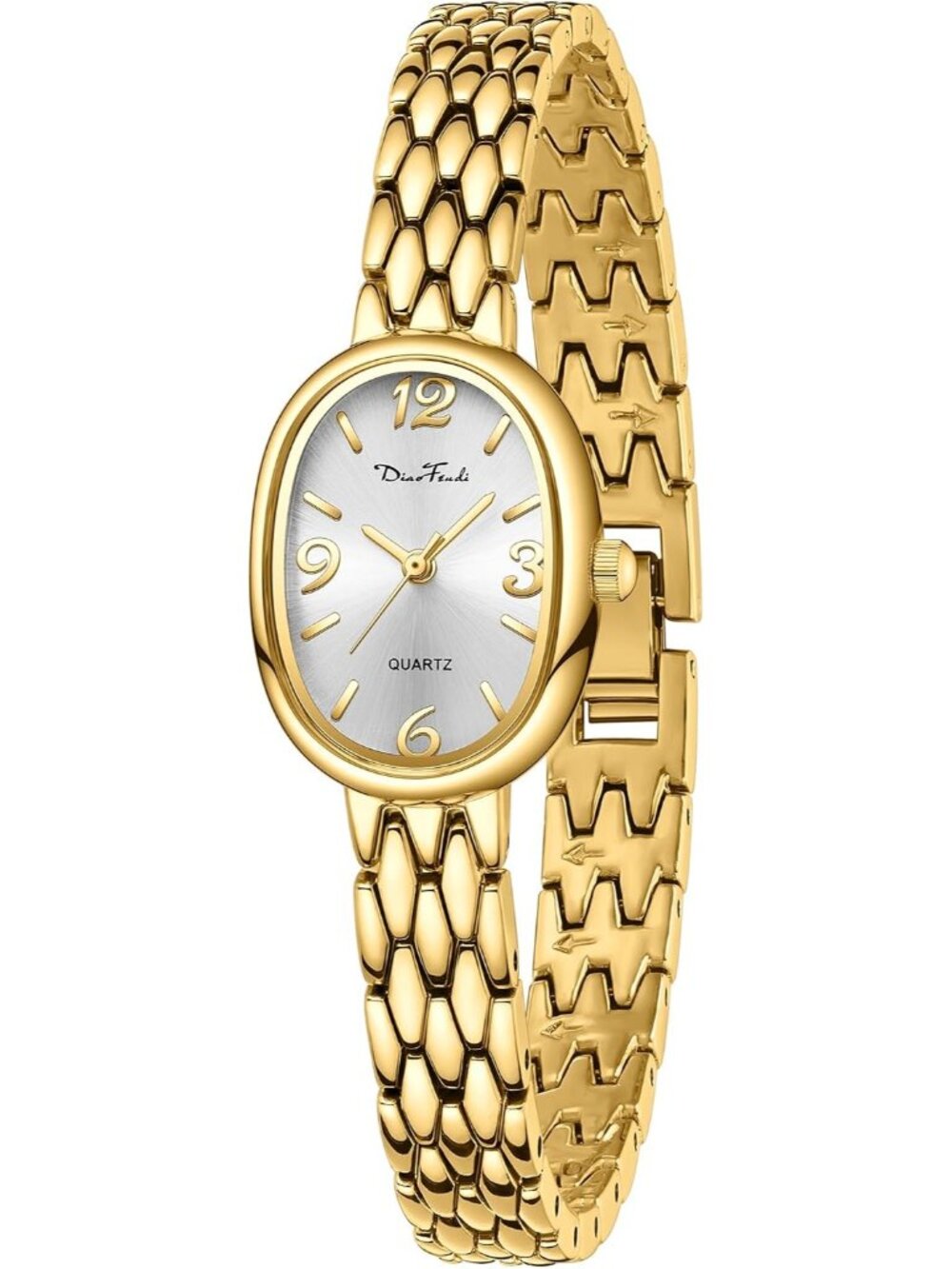 Women’s Gold Silver Petite Vintage Oval Japanese Quartz Waterproof Watch